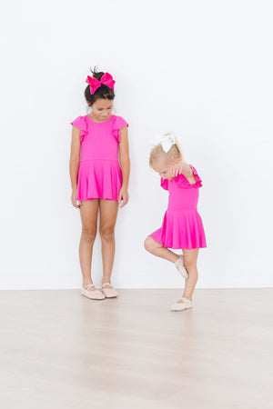 Hot Pink S/S Twirl Leotard-dogsvalley ®