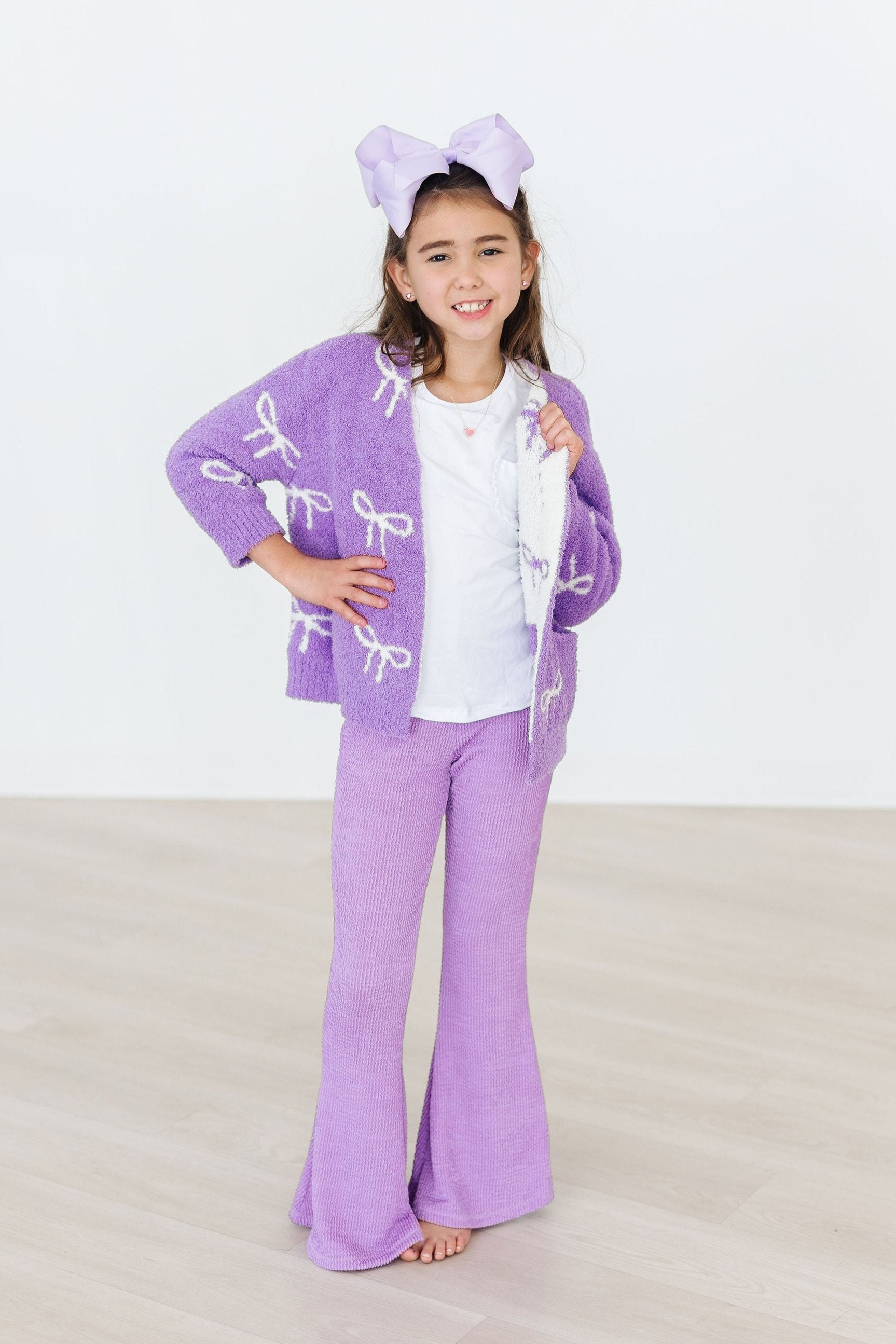 Lilac/Coconut Bow Cozy Cardigan-dogsvalley ®