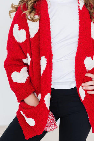 Red/Coconut Heart Cozy Cardigan-dogsvalley ®