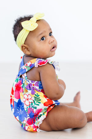 SALE Tropical Floral Ruffle Cross Back Romper-dogsvalley ®