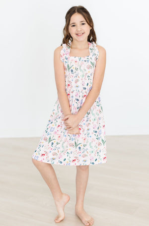 Butterfly Meadows Ruffle Cross Back Dress-dogsvalley ®