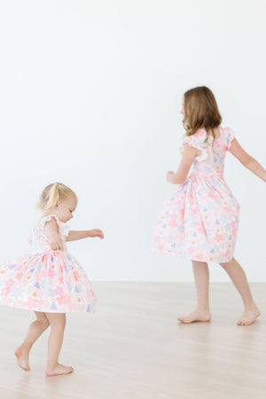 Castles & Rainbows Flutter Sleeve Twirl Dress-dogsvalley ®