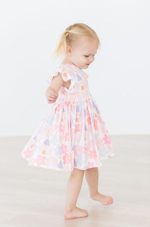 Castles & Rainbows Flutter Sleeve Twirl Dress-dogsvalley ®