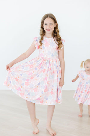 Castles & Rainbows Flutter Sleeve Twirl Dress-dogsvalley ®