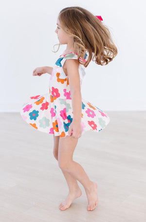 Retro Floral S/S Twirl Leotard-dogsvalley ®