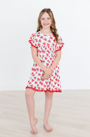 Watermelon Pom Pom Dress-dogsvalley ®