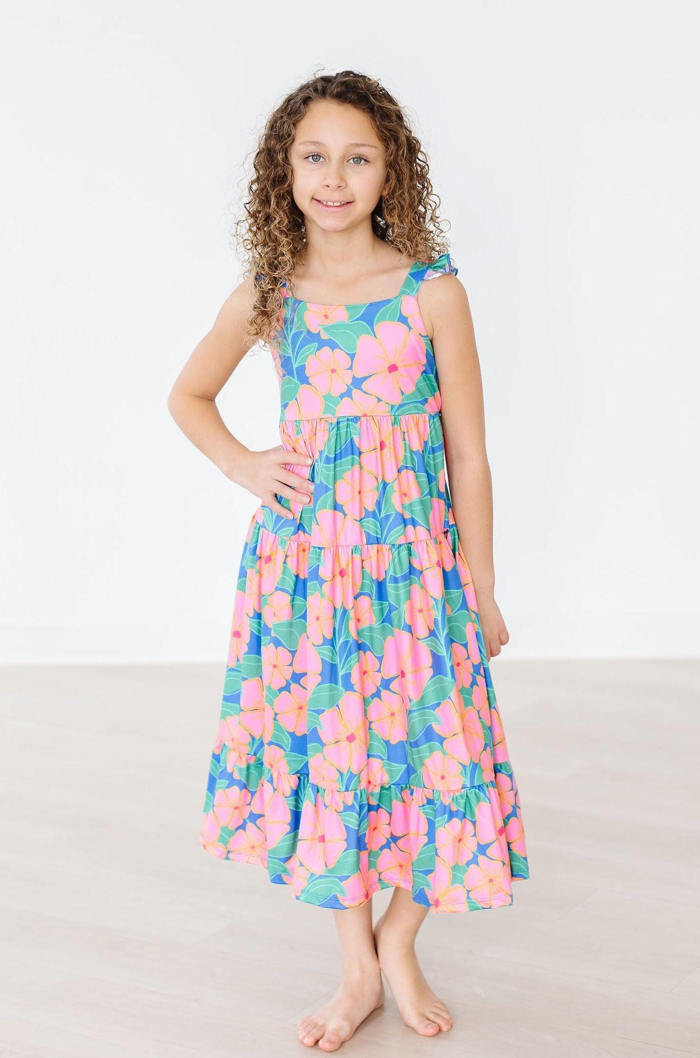 Luau Floral Ruffle Maxi Dress-dogsvalley ®