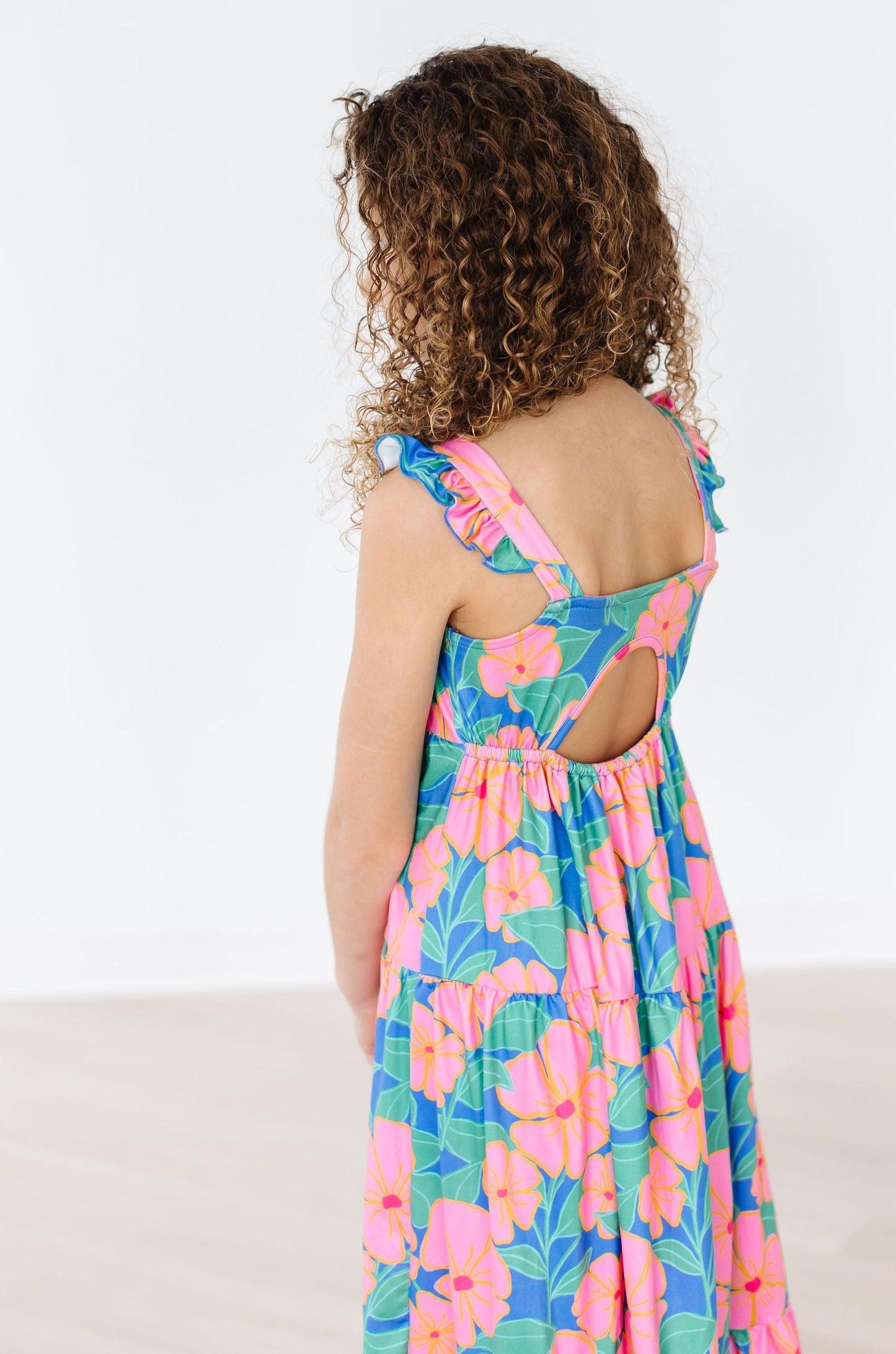 Luau Floral Ruffle Maxi Dress-dogsvalley ®