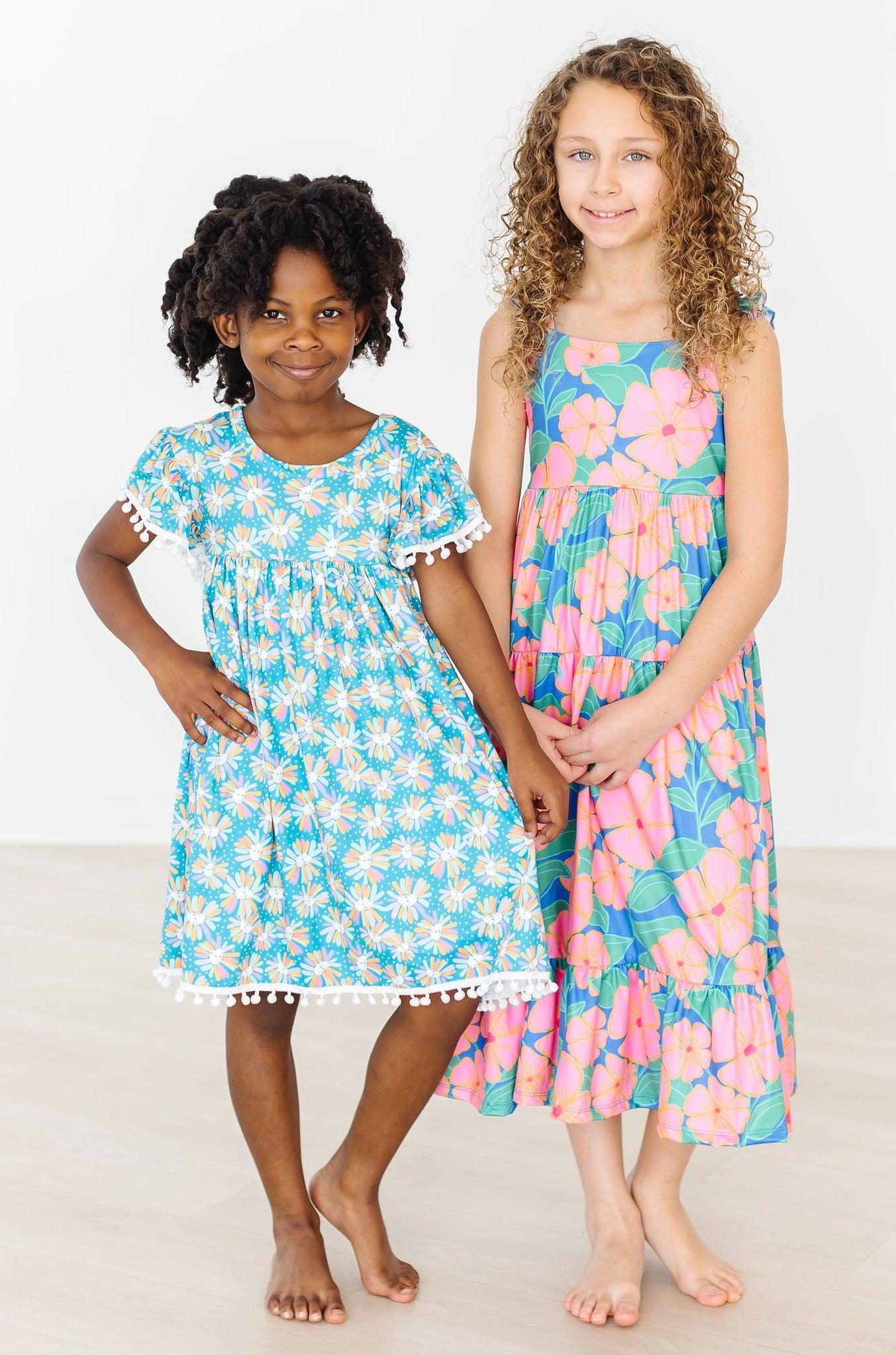 Luau Floral Ruffle Maxi Dress-dogsvalley ®