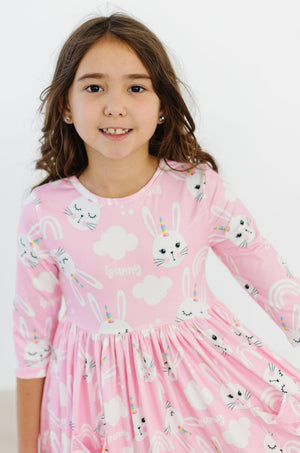 Bunny Love 3/4 Sleeve Pocket Twirl Dress-dogsvalley ®