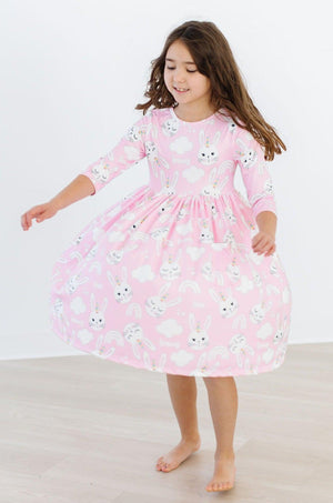 Bunny Love 3/4 Sleeve Pocket Twirl Dress-dogsvalley ®