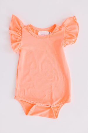 Neon Coral S/S Flutter Bodysuit-dogsvalley ®