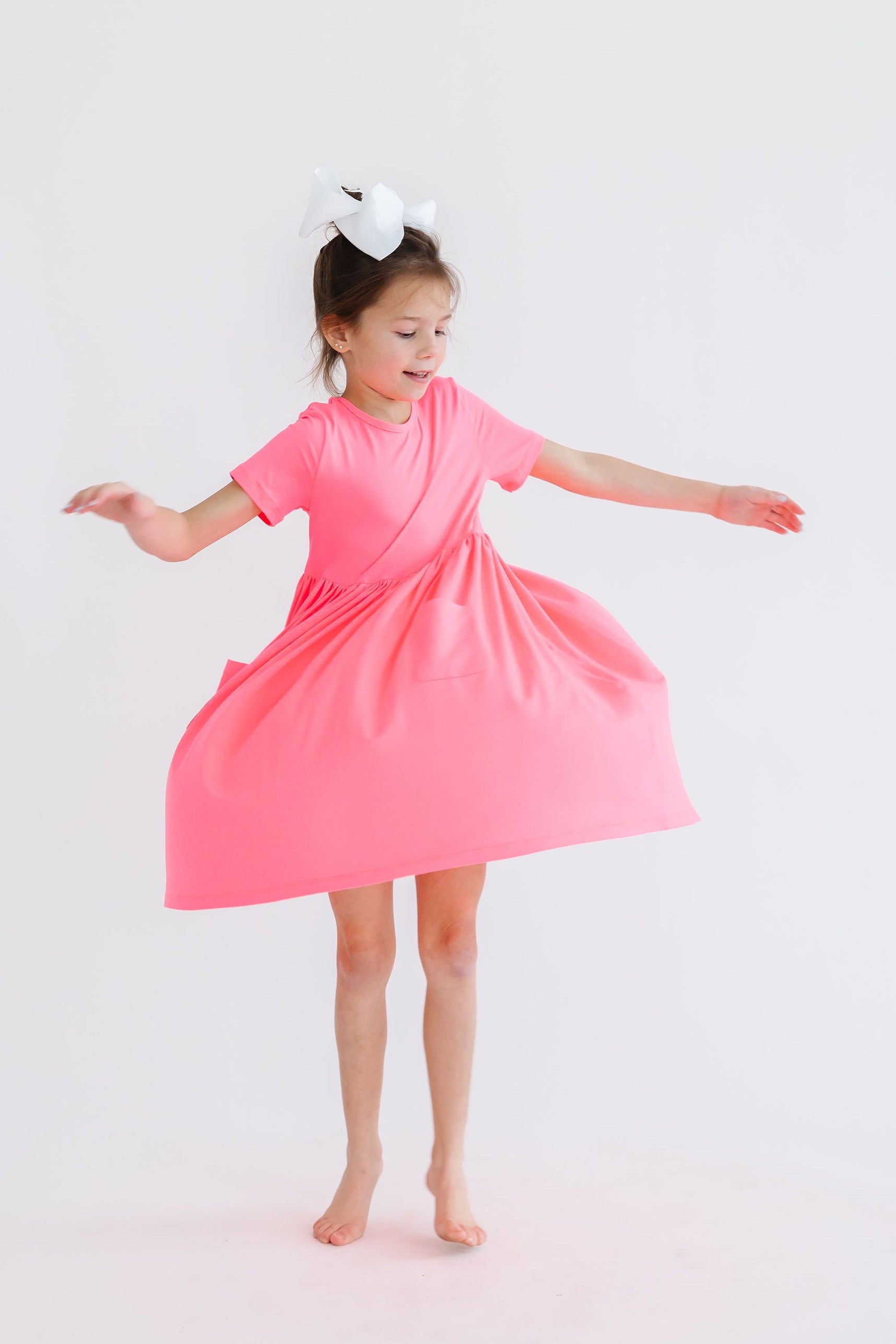 Neon Pink S/S Pocket Twirl Dress-dogsvalley ®