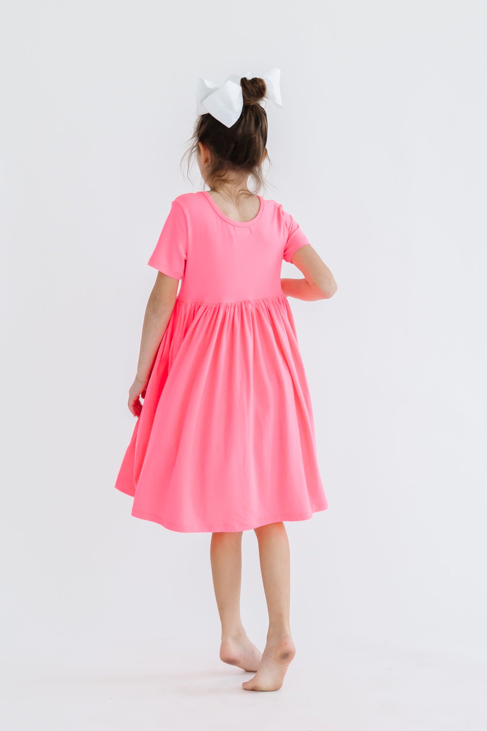 Neon Pink S/S Pocket Twirl Dress-dogsvalley ®