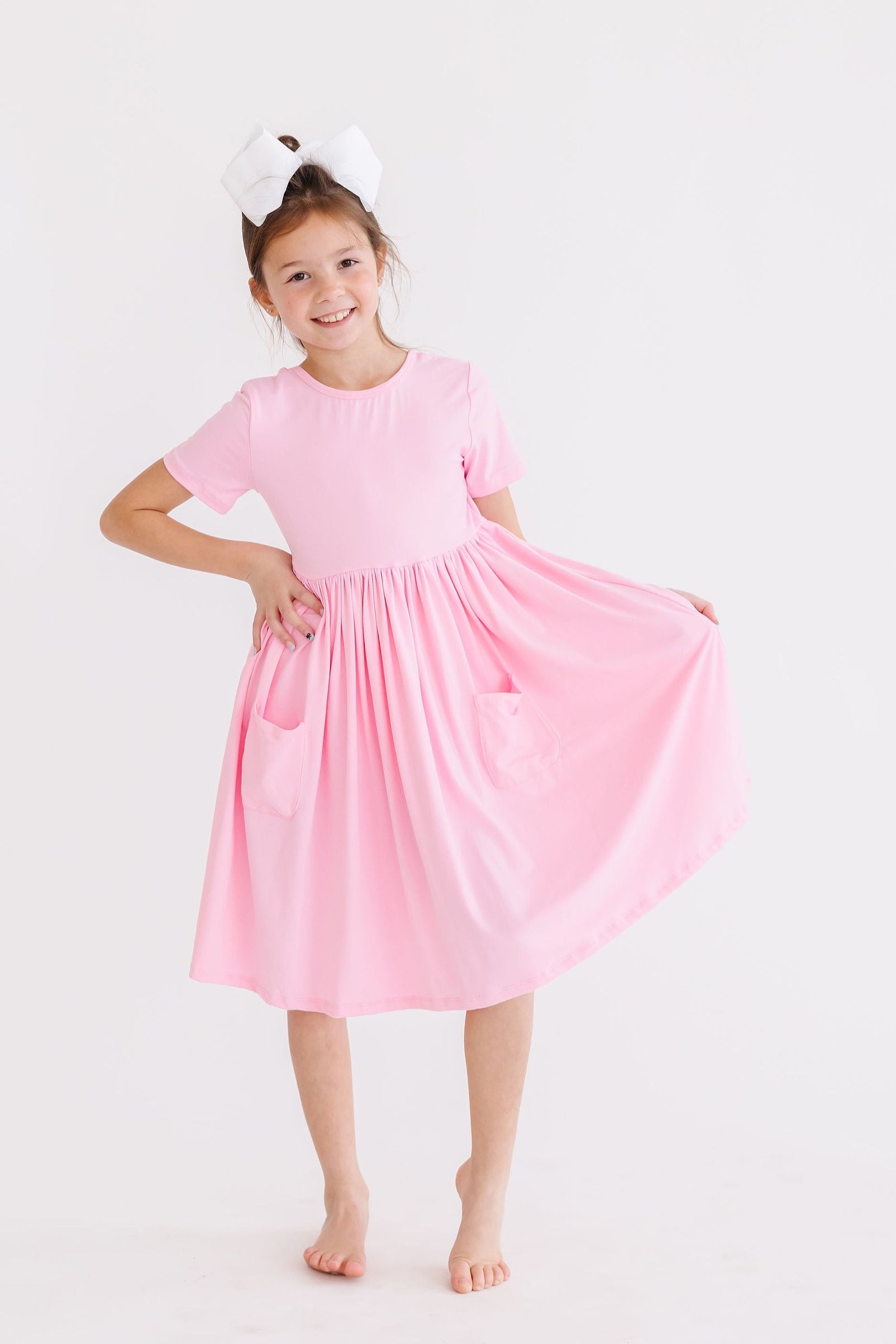 Bubblegum Pink S/S Pocket Twirl Dress-dogsvalley ®