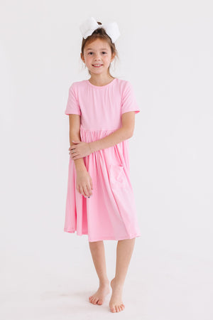 Bubblegum Pink S/S Pocket Twirl Dress-dogsvalley ®