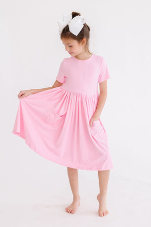 Bubblegum Pink S/S Pocket Twirl Dress-dogsvalley ®