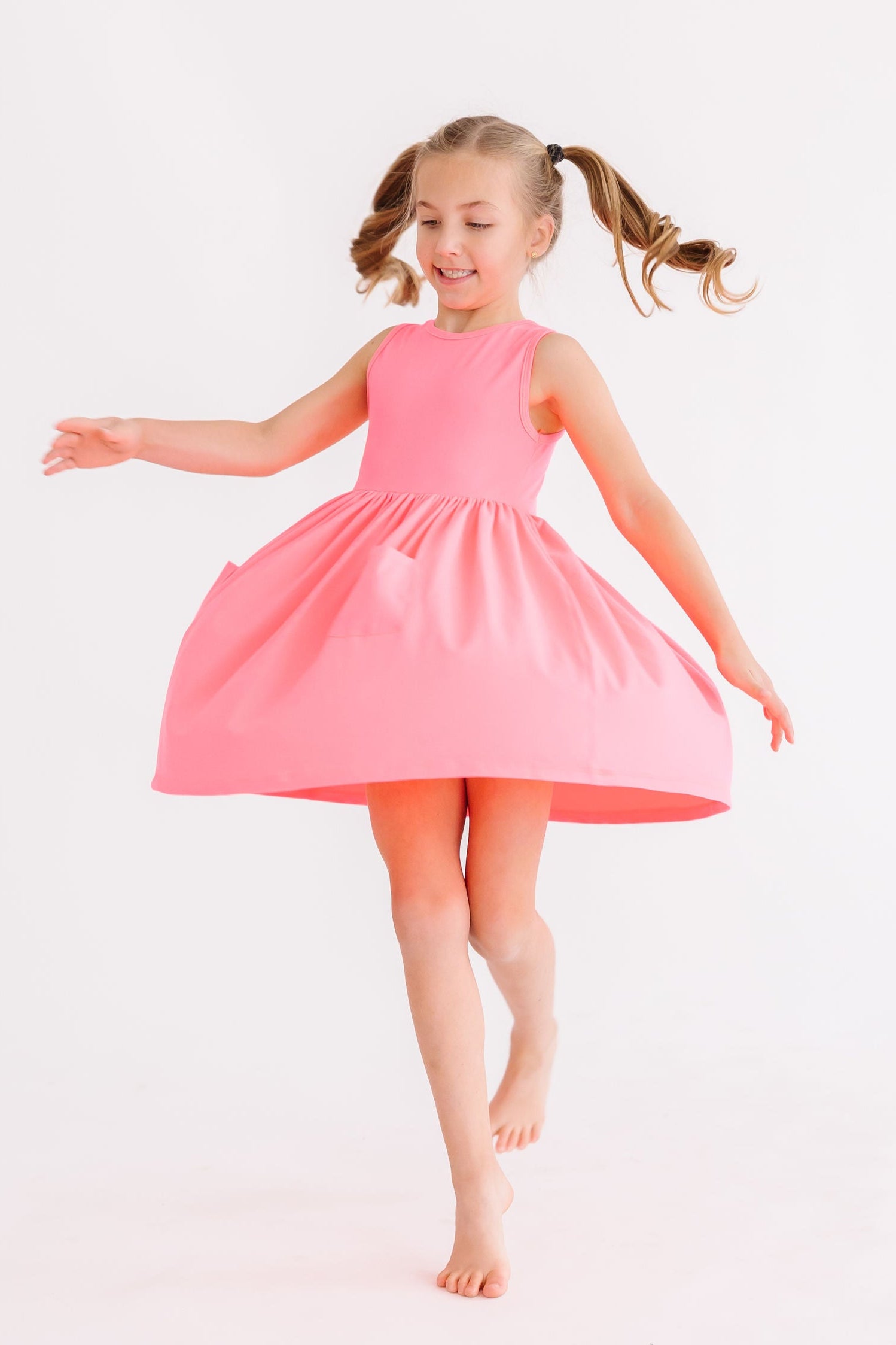 Neon Pink Tank Pocket Twirl Dress-dogsvalley ®