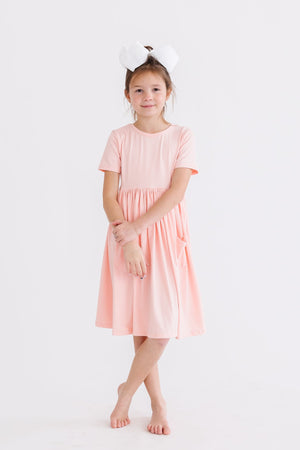 Peach S/S Pocket Twirl Dress-dogsvalley ®