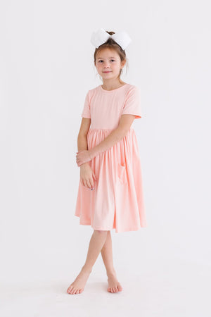 Peach S/S Pocket Twirl Dress-dogsvalley ®