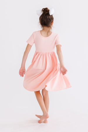 Peach S/S Pocket Twirl Dress-dogsvalley ®