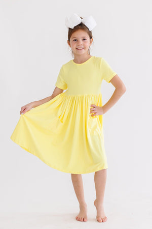 Yellow S/S Pocket Twirl Dress-dogsvalley ®