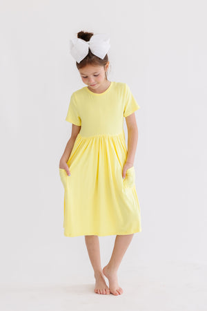 Yellow S/S Pocket Twirl Dress-dogsvalley ®