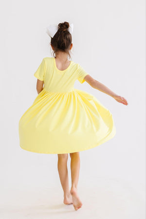 Yellow S/S Pocket Twirl Dress-dogsvalley ®