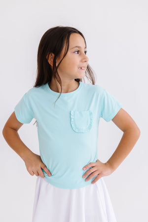 Aqua Ruffle Pocket Tee-dogsvalley ®