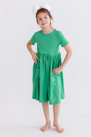 Kelly Green S/S Pocket Twirl Dress-dogsvalley ®