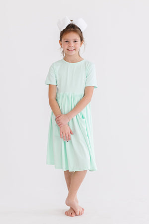 Pastel Green S/S Pocket Twirl Dress-dogsvalley ®