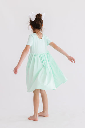 Pastel Green S/S Pocket Twirl Dress-dogsvalley ®