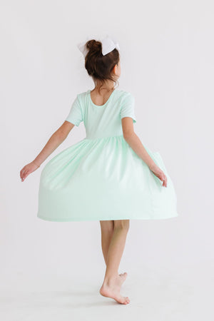 Pastel Green S/S Pocket Twirl Dress-dogsvalley ®