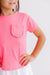 Neon Pink Ruffle Pocket Tee-dogsvalley ®