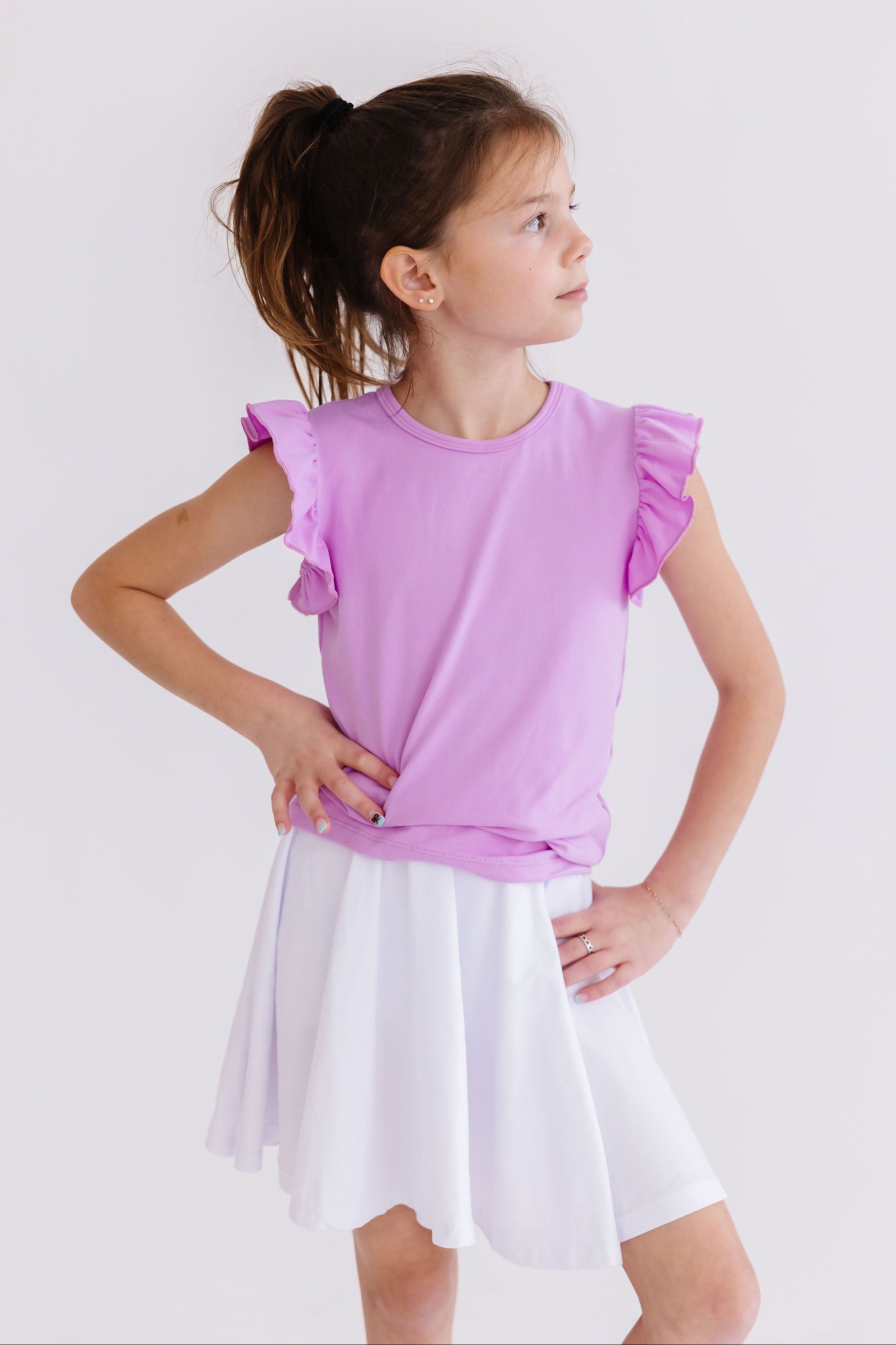 Bright Lilac S/S Ruffle Tee-dogsvalley ®