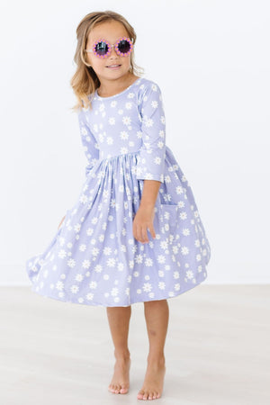 Dainty Daisies 3/4 Sleeve Pocket Twirl Dress-dogsvalley ®