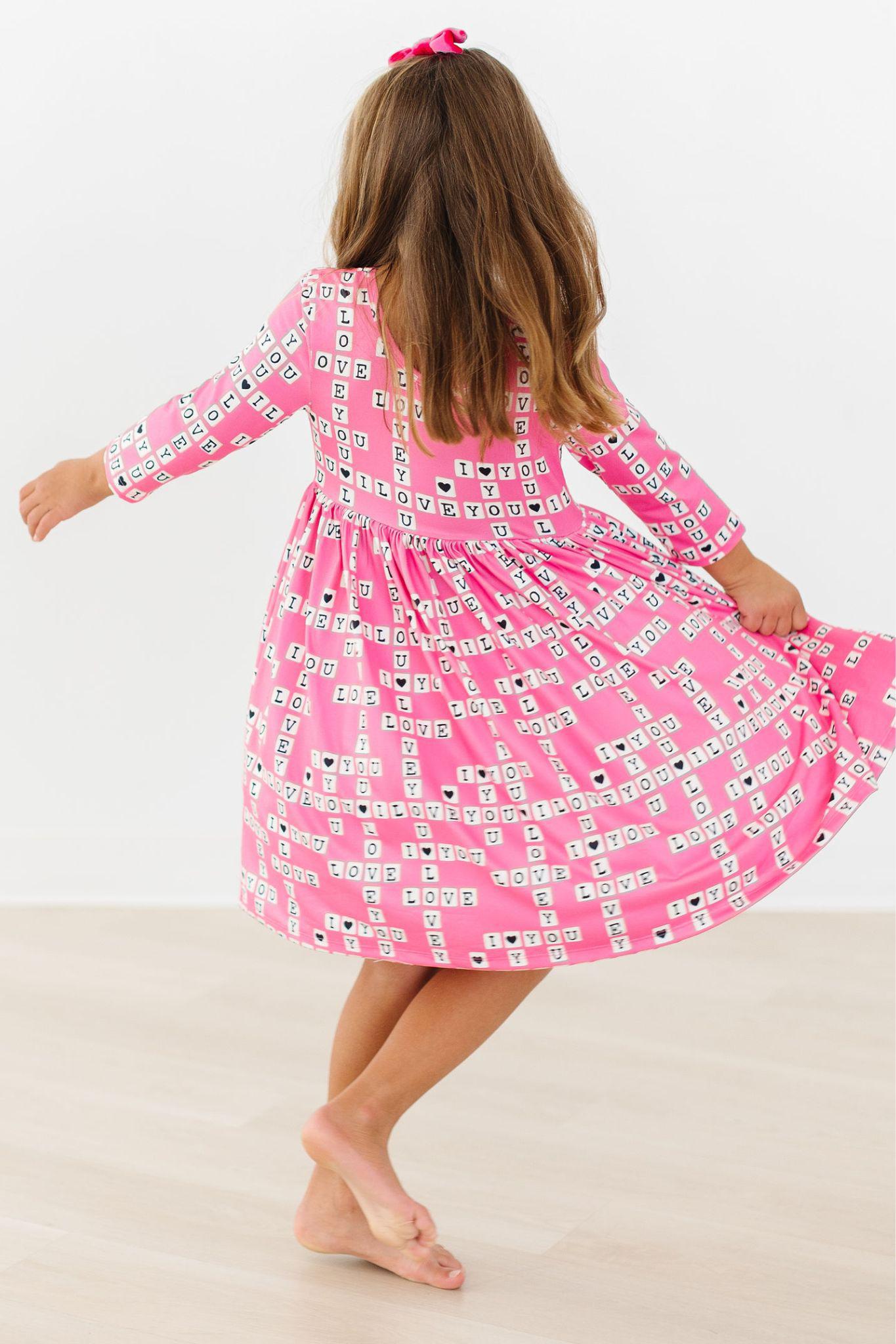 Love Letters 3/4 Sleeve Pocket Twirl Dress-dogsvalley ®