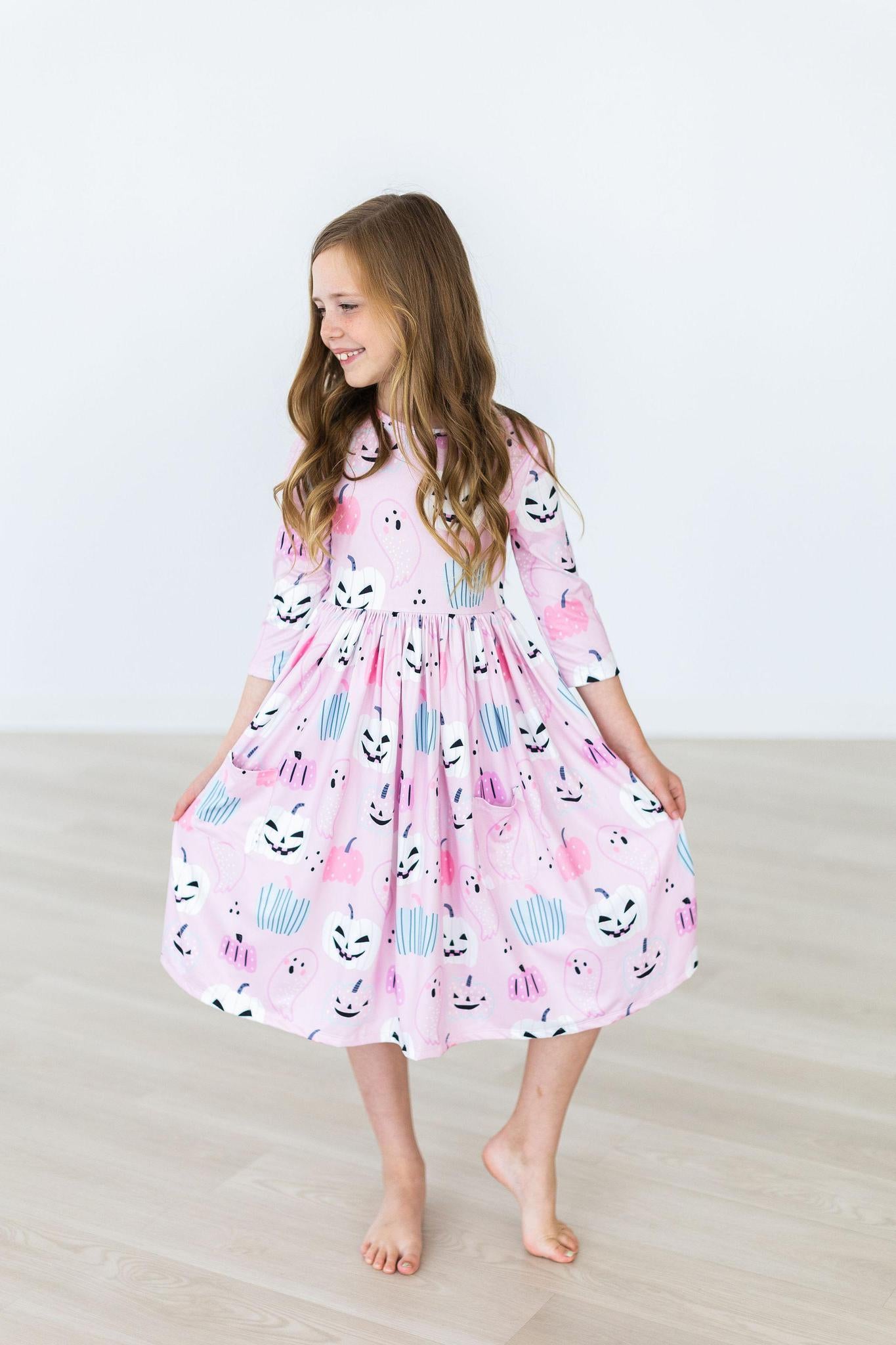 SALE Happy Haunting 3/4 Sleeve Pocket Twirl Dress-dogsvalley ®