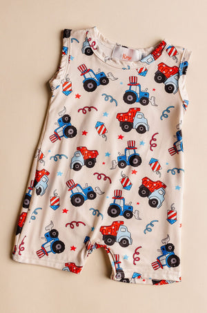 4th of July Tractor Shorty One-Piece-dogsvalley ®