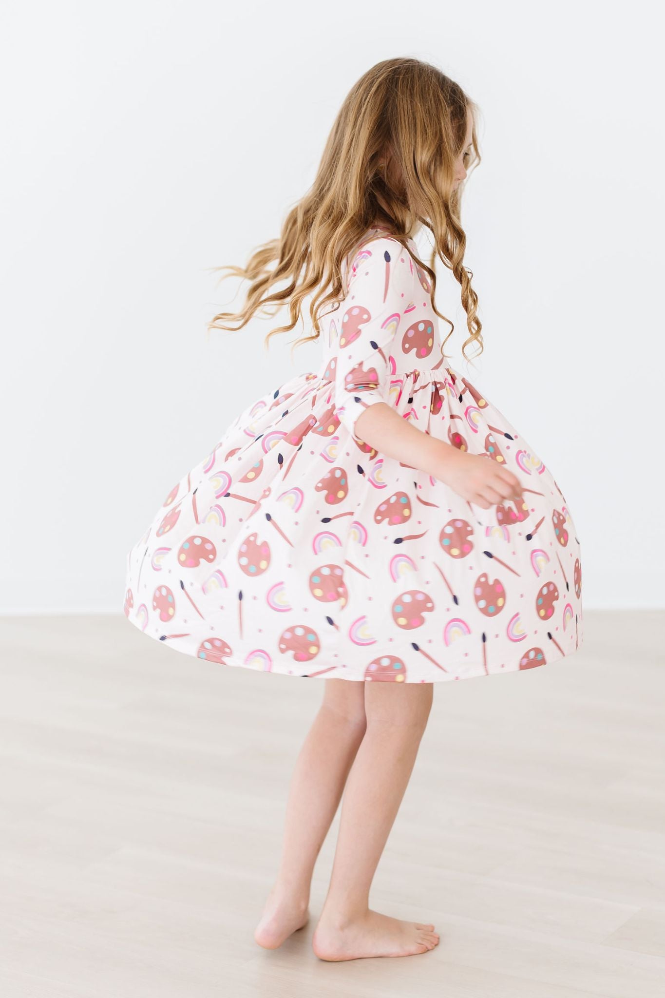 Art Class 3/4 Sleeve Pocket Twirl Dress-dogsvalley ®