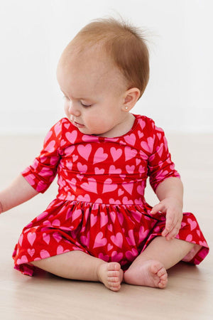 Hearts & Hugs 3/4 Sleeve Twirl Bodysuit-dogsvalley ®