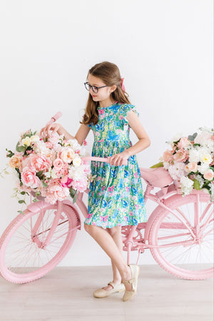 Watercolor Butterflies Flutter Sleeve Twirl Dress-dogsvalley ®