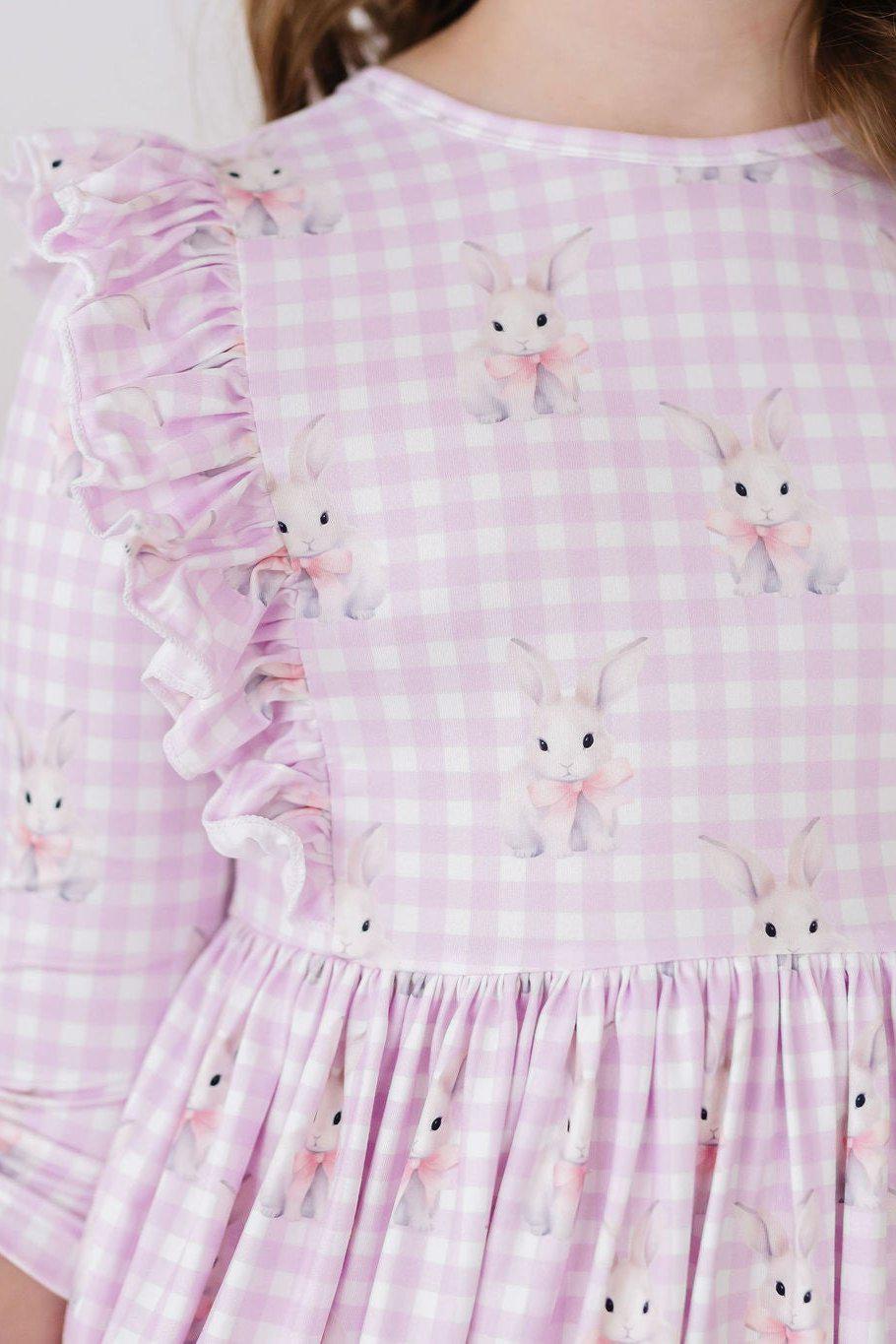 Baby Bunnies 3/4 Sleeve Ruffle Twirl Dress-dogsvalley ®