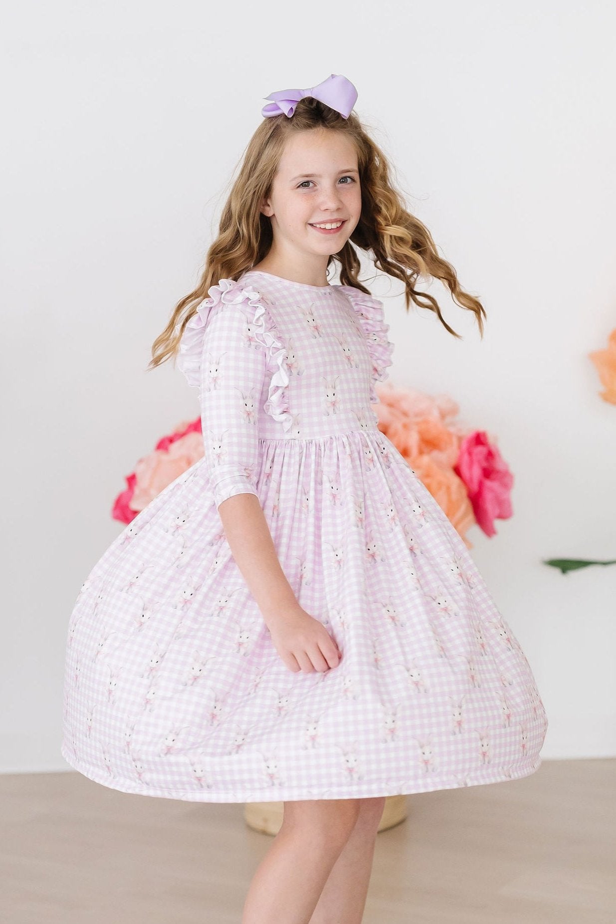 Baby Bunnies 3/4 Sleeve Ruffle Twirl Dress-dogsvalley ®