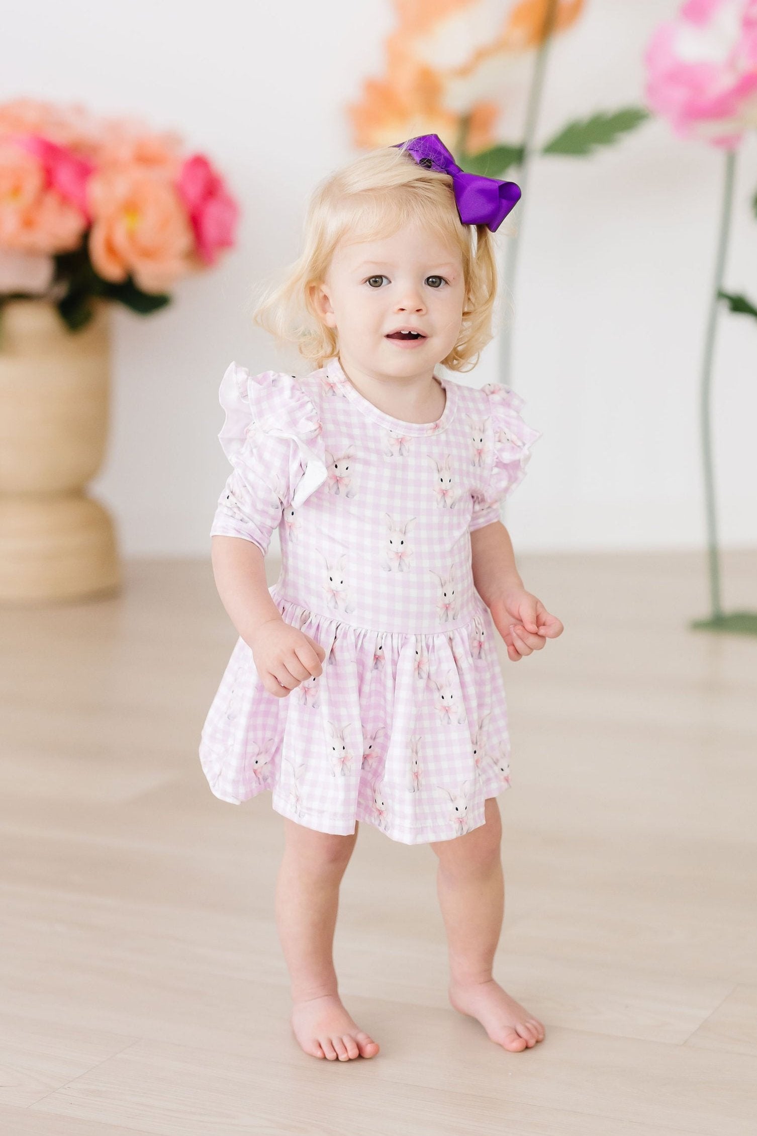 Baby Bunnies 3/4 Sleeve Flutter Twirl Bodysuit-dogsvalley ®