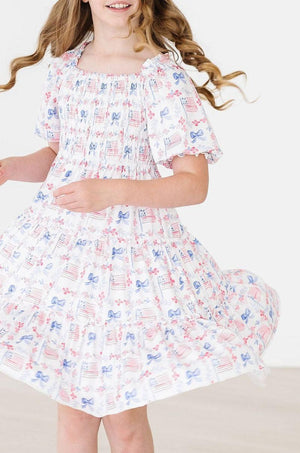 Vintage Flags Smocked Ruffle Dress-dogsvalley ®