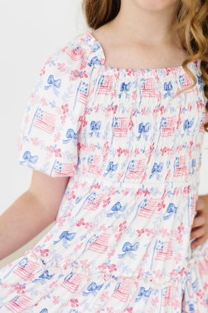 Vintage Flags Smocked Ruffle Dress-dogsvalley ®