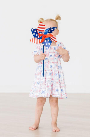 Vintage Flags Smocked Ruffle Dress-dogsvalley ®