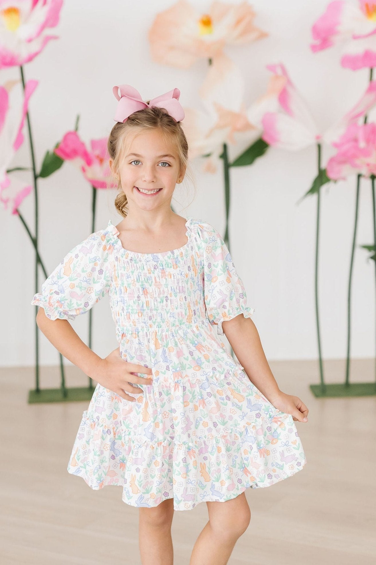 Hoppy Easter Smocked Ruffle Dress-dogsvalley ®