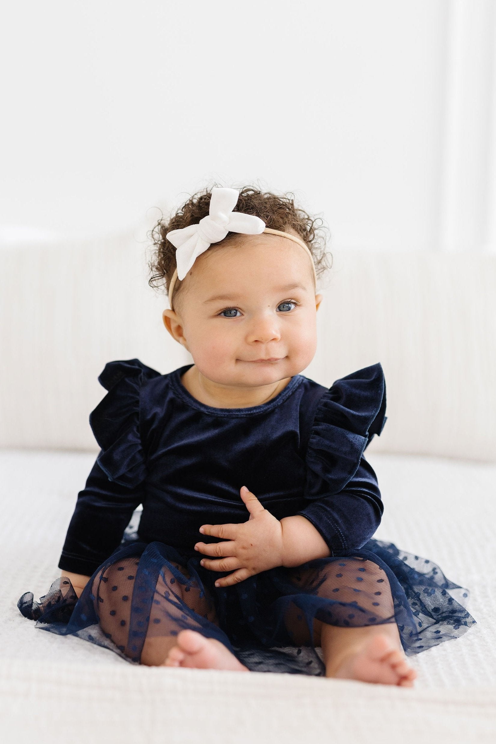 Light Navy Velvet Tutu Bodysuit-dogsvalley ®